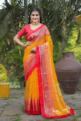 Kanooda Prints Woven Kota Doria Net Saree(Multicolor)