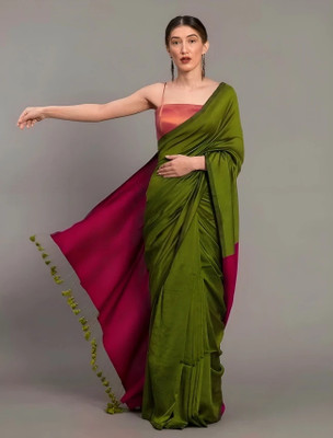 Shyamali Boutique Woven Handloom Cotton Blend Saree(Pink, Green)