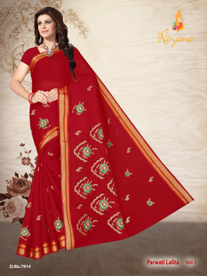 RANJANA CREATION Self Design Daily Wear Pure Cotton Saree(Red)