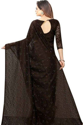 NEXA Self Design Bollywood Net Saree(Brown)