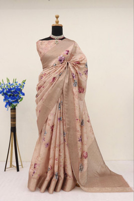 MITMAN CREATION Digital Print Bollywood Art Silk Saree(Beige)