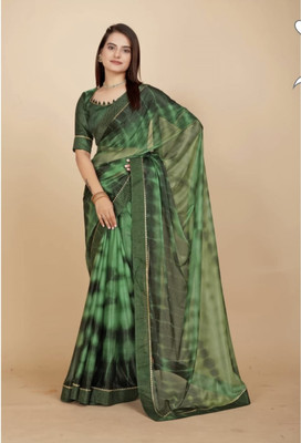 HARVI FEB Digital Print Bollywood Lycra Blend Saree(Green)