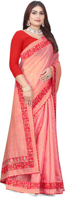 Dhanlaxmi Creation Printed Handloom Cotton Blend Saree(Pink)
