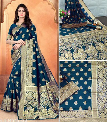 Dhanlaxmi Creation Embellished Banarasi Jacquard Saree(Blue)