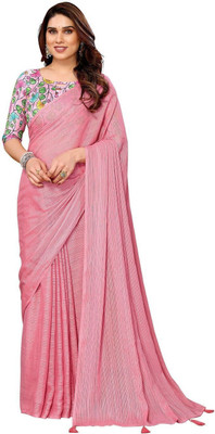 ROOP SUNDARI SAREES Self Design Bollywood Polyester Saree(Pink)