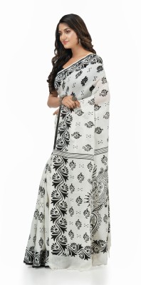 Desh Bidesh Woven Handloom Handloom Pure Cotton Saree(Black)