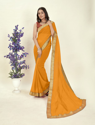 Moda Rapido Embellished Bollywood Chiffon Saree(Yellow)