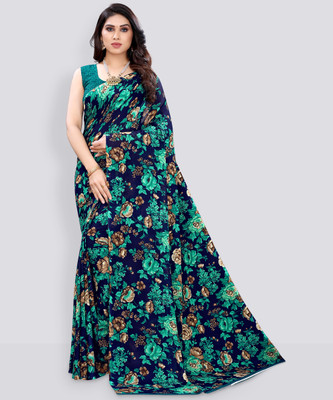 YASHIKA Printed Bollywood Georgette Saree(Blue)
