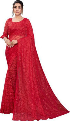 Suntex Self Design Bollywood Net Saree(Red)