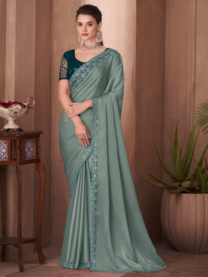 Tasrika Embellished Bollywood Georgette Saree(Light Green)