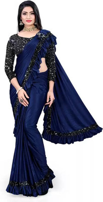 mahim Embellished Bollywood Lycra Blend Saree(Blue)