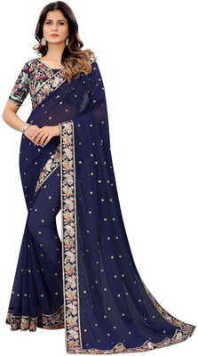 Riddhi Siddhi Creation Printed Banarasi Georgette Saree(Blue)