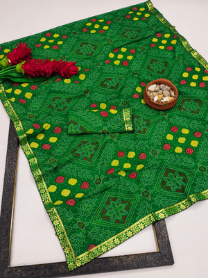 Kanooda Prints Printed Bandhani Georgette Saree(Green)