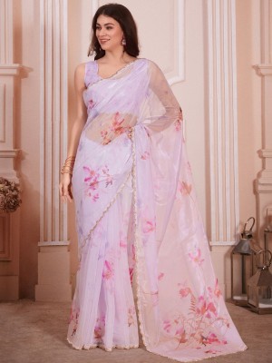 ANOUK Printed Daily Wear Organza Saree(Purple)