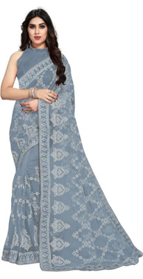 GALANI ENTERPRISE Embroidered Bollywood Net Saree(Grey)
