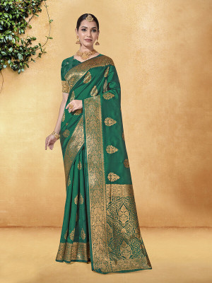 Divastri Woven Banarasi Art Silk Saree(Green)