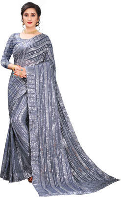 KV Fashion Embellished Bollywood Georgette Saree(Grey)