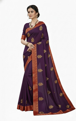 ShivMaya Embroidered Bollywood Silk Blend Saree(Purple)