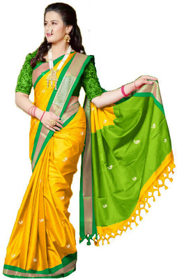 HouseOfCommon Woven Paithani Art Silk Saree(Yellow)