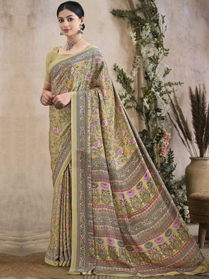 Anouk Rustic Printed Daily Wear Crepe Saree(Beige)