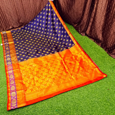 Spewim Woven Banarasi Art Silk Saree(Dark Blue)