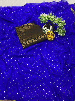 Vrise Life Style Embellished Daily Wear Chiffon Saree(Blue)