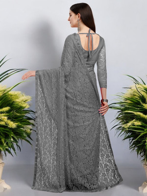 NEXA Embellished Banarasi Lycra Blend Saree(Grey)
