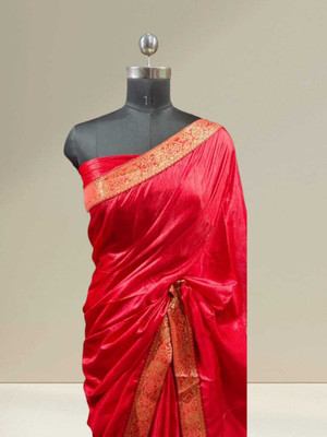 DEEPAK Printed Banarasi Silk Blend Saree(Red)