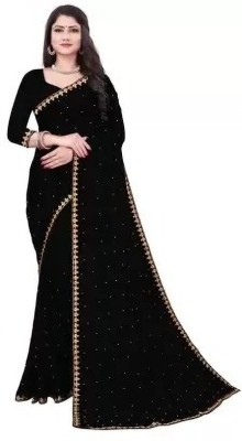 Rarebeauty Printed Bollywood Chiffon Saree(Black)