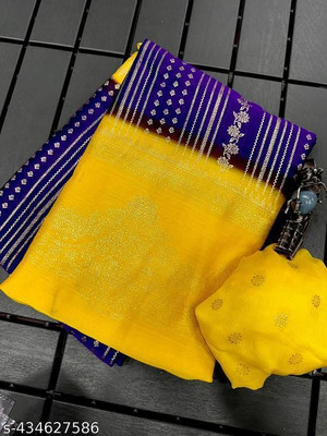 vdc Printed Bandhani Chiffon Saree(Purple)