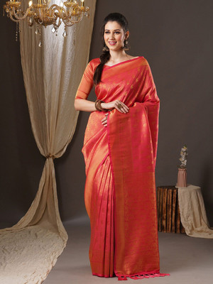 ANOUK Woven Kanjivaram Georgette Saree(Pink)