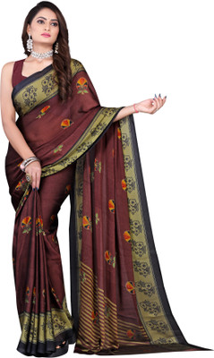 Leelavati Printed Daily Wear Chiffon Saree(Brown)