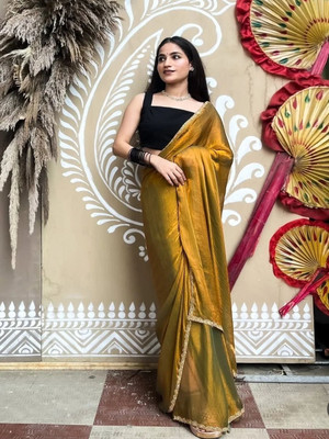 AVANTIKA FASHION Woven, Solid/Plain Bollywood Organza, Pure Silk Saree(Yellow)