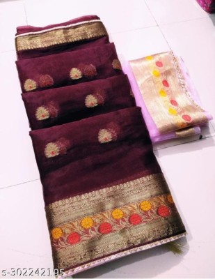 Divastri Woven Banarasi Organza Saree(Maroon)