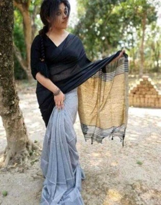 RADIANT WEAVES Woven Handloom Cotton Silk Saree(Grey)
