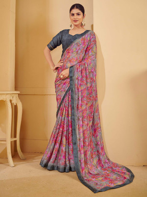 Tasrika Printed Chinnalapattu Chiffon Saree(Grey)