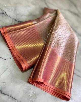 Haniya creation Woven Banarasi Tissue, Art Silk Saree(Pink)
