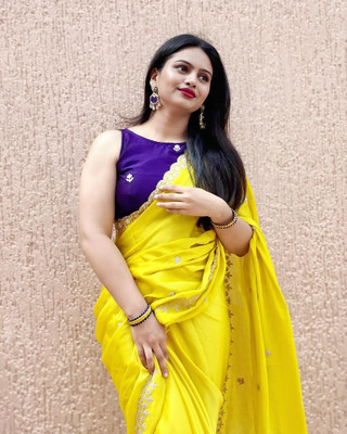 Rajmata Embellished Bollywood Georgette Saree(Yellow)