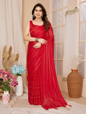 Aaradhya Enterprise Self Design Banarasi Pure Silk, Art Silk Saree(Red)