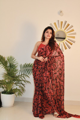 Shirodhari Printed Bollywood Georgette Saree(Red)