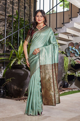 MANJULA SAREE Woven Banarasi Cotton Silk Saree(Light Green)