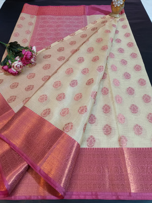 Tahira creation Woven Banarasi Art Silk Saree(Beige)