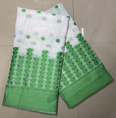 DHARMANANDAN IMPEX Self Design Mekhela Chador Cotton Blend Saree(Green)