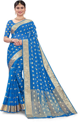 BHOLEBABA CREATION Printed Bollywood Organza Saree(Blue)