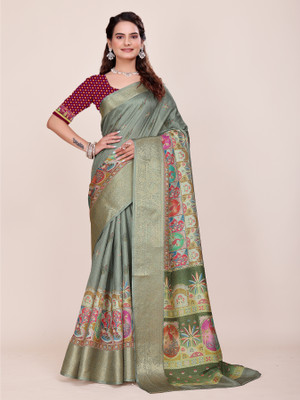 MAHARANI04CREATION Woven, Digital Print, Floral Print Daily Wear Art Silk, Jacquard Saree(Multicolor)