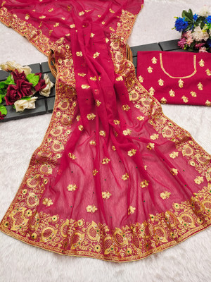 SHUBHDRASHTI NX Embroidered Bollywood Georgette Saree(Orange)