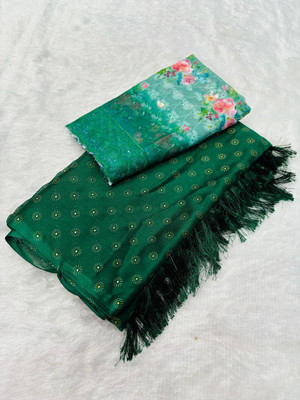 KANDORA Floral Print Bollywood Georgette Saree(Green)