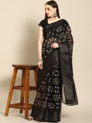 Suntex Printed Bollywood Cotton Silk Saree(Black)