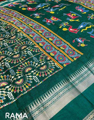 SFCS Printed Bollywood Chanderi Saree(Light Green)