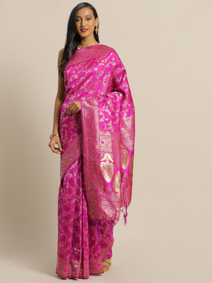 Sangria Woven Banarasi Silk Blend Saree(Pink)